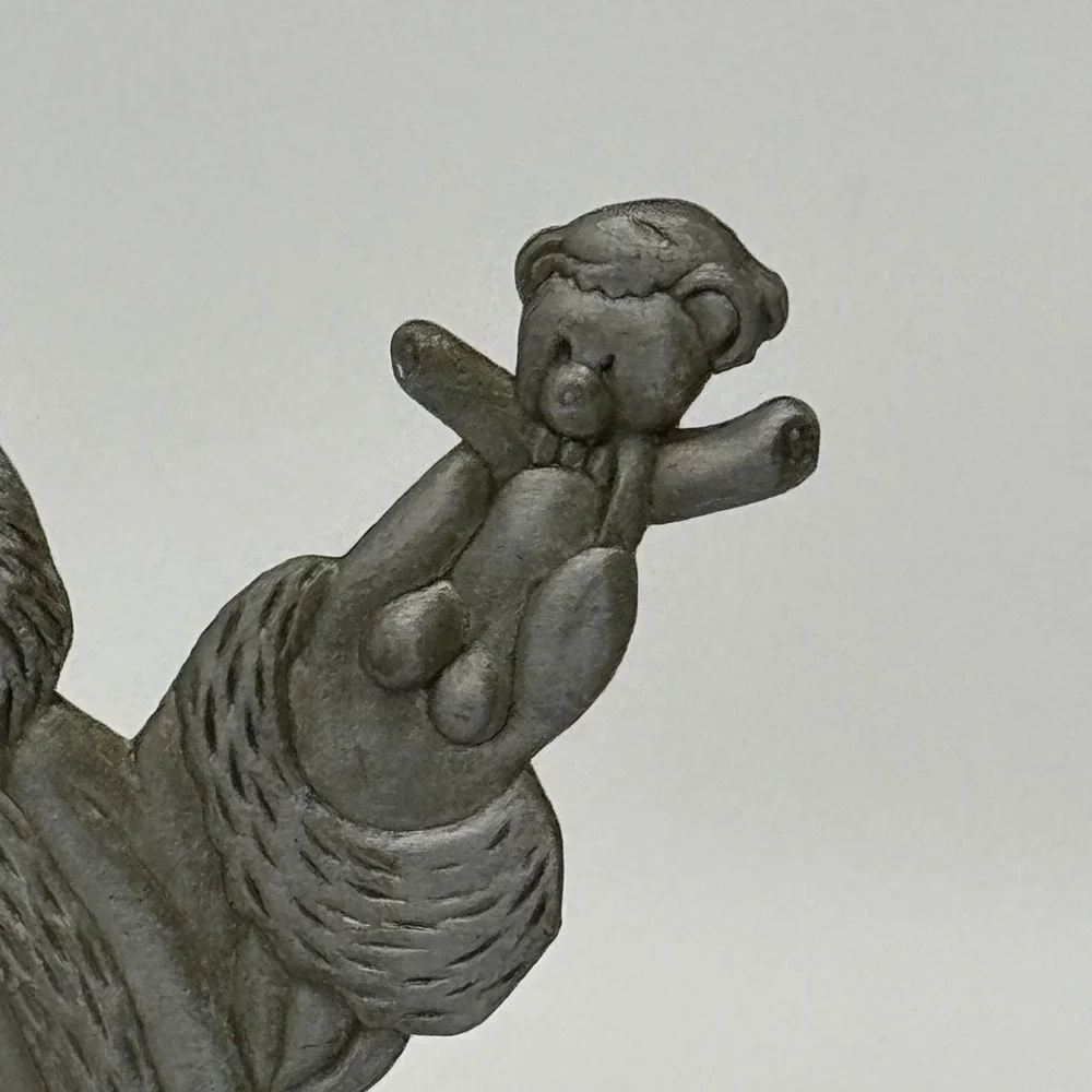 Vintage Pewter Santa Claus Christmas Stocking Holder Heavy Mantel Hanger 6x4.5